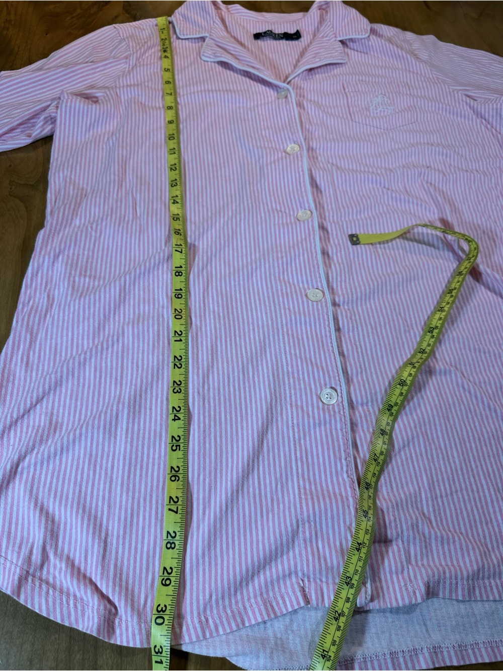 Lauren Ralph Lauren Pink Stripe Cotton Sleepshirt Nightshirt Pajama XL - Picture 7 of 10